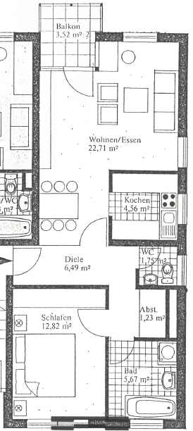 2-Zimmer-Wohnung mit Balkon im Erdgeschoss - 